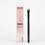 DECO brand eyeshadow brush with a black handle for applying and blending eye makeup