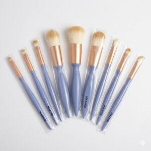 MAANGE 10-Piece Periwinkle Blue Makeup Brush Set