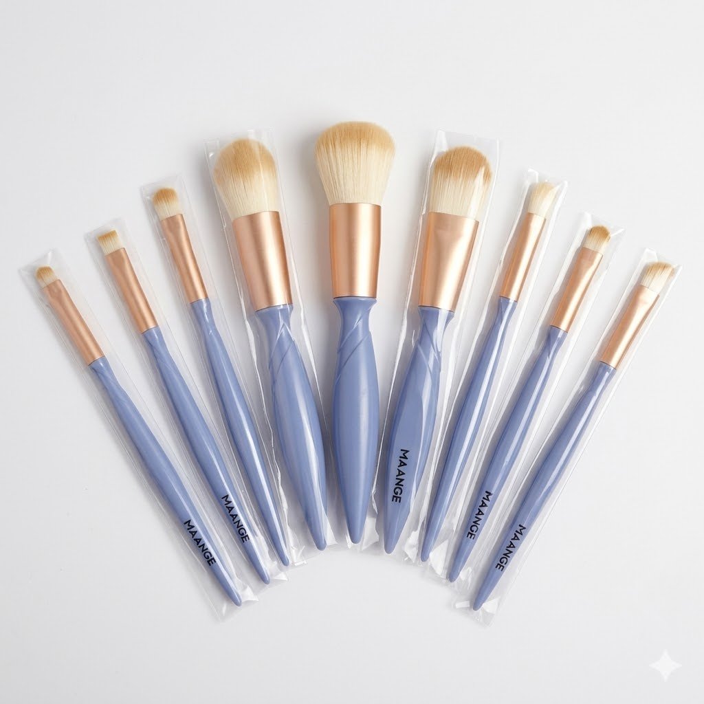 d4b23a54-8c98-4b80-a4ed-cf4179cf0d2f MAANGE 10-Piece Periwinkle Blue Makeup Brush Set - Image 1